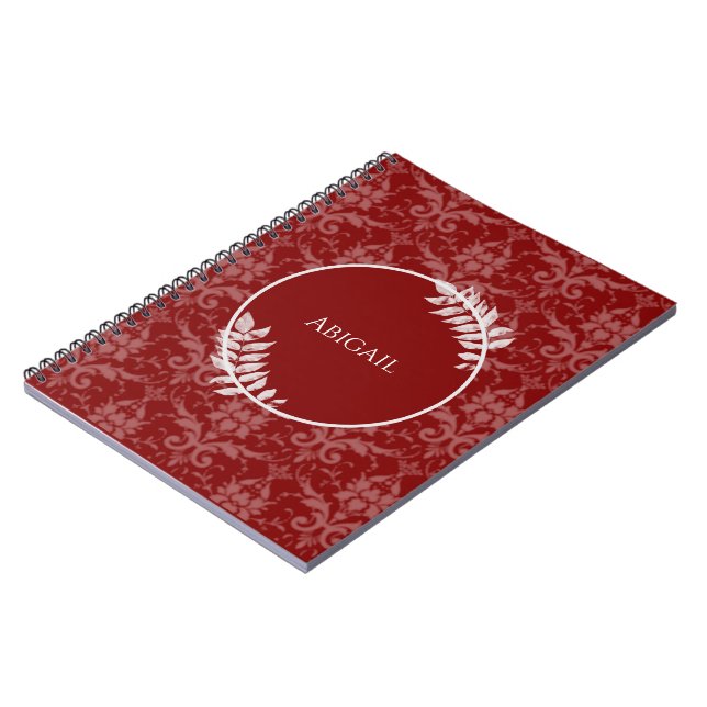 Caderno Espiral Notebook Personalizado Red Elegant Damask (Left Side)