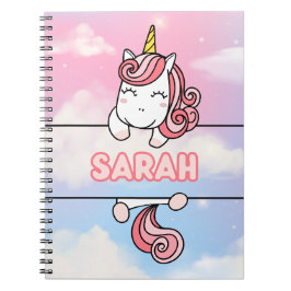 Caderno Espiral Notebook Personalizado Sarah Unicorn Girlie