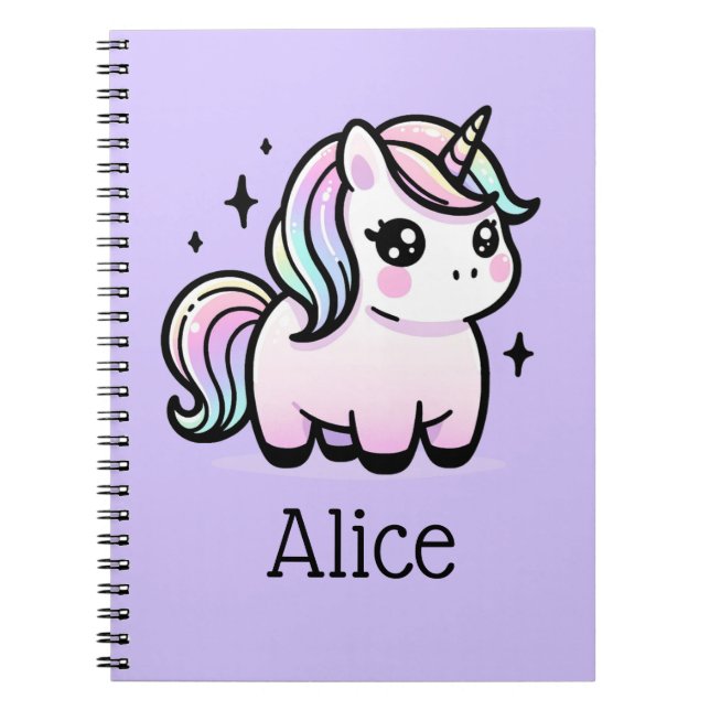 Caderno Espiral Notebook Personalizado Unicórn Bonito (Frente)