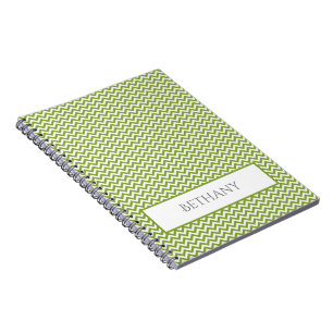 Caderno Espiral Notebook Personalizado Verde Simples Chevron