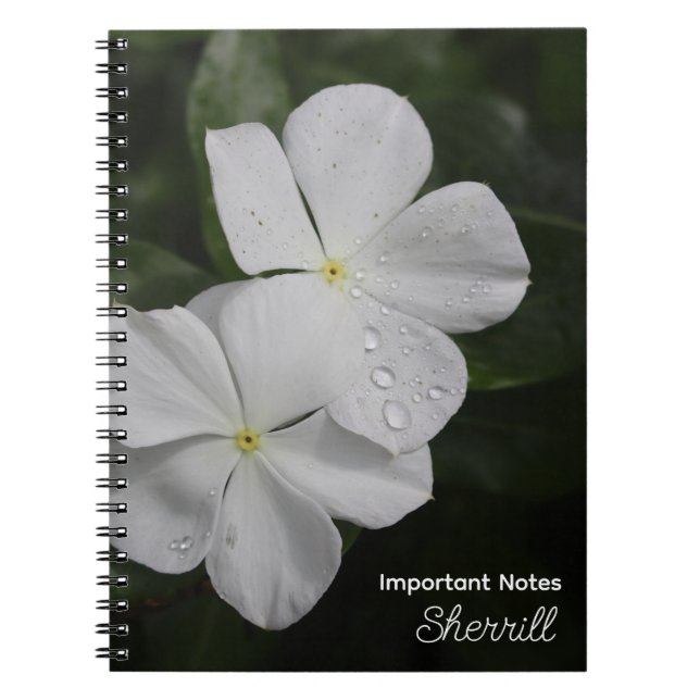 Caderno Espiral Notebook Personalizado White Vincas (Frente)