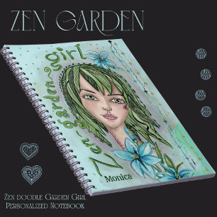 Caderno Espiral Notebook Personalizado Zen Doodle Garden Girl