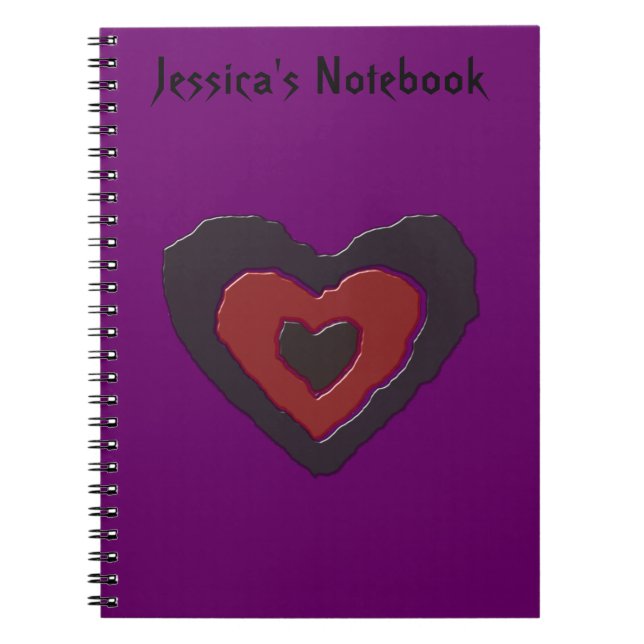 Caderno Espiral Notebook Personalizável com Coração Gótica de Amor (Frente)