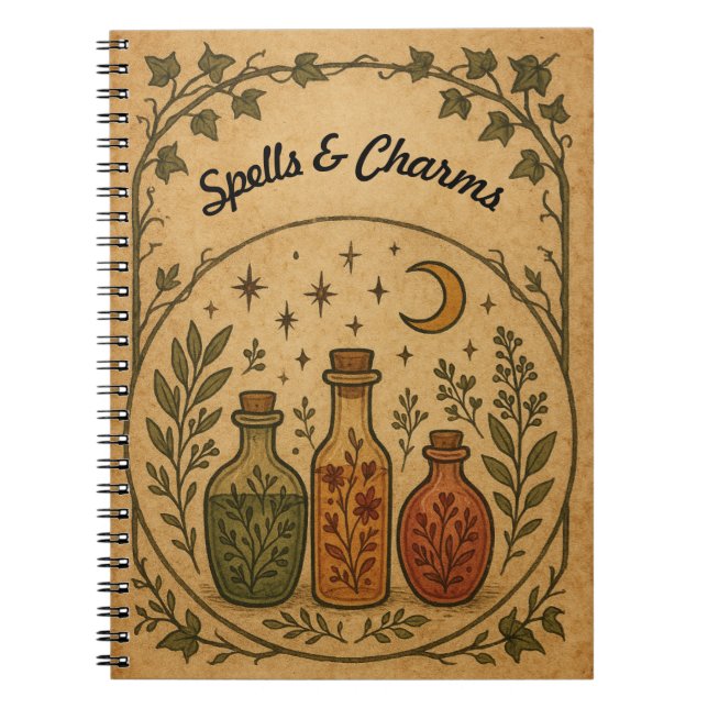 Caderno Espiral Notebook personalizável com design apothecary (Frente)