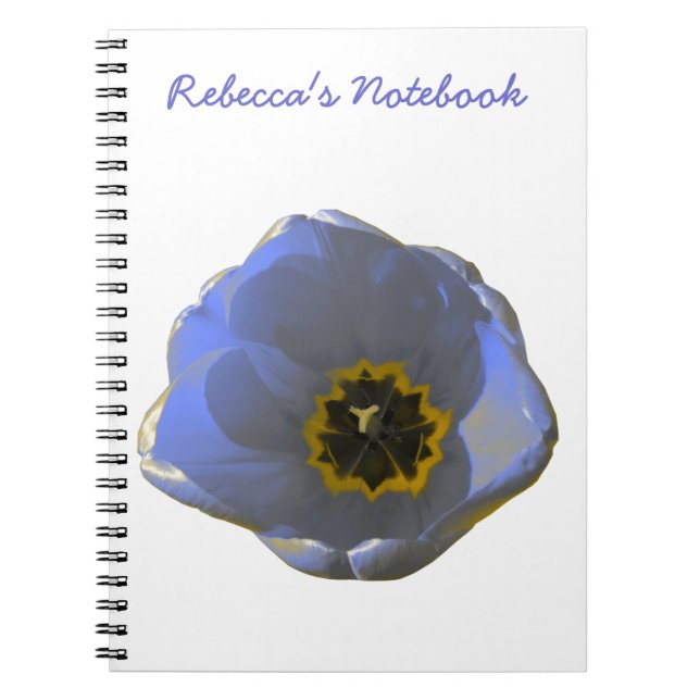 Caderno Espiral Notebook Personalizável com Tulipas Azul e Amarelo (Frente)