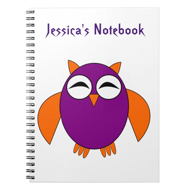 Caderno Espiral Notebook Personalizável de Coruja de Halloween (Frente)