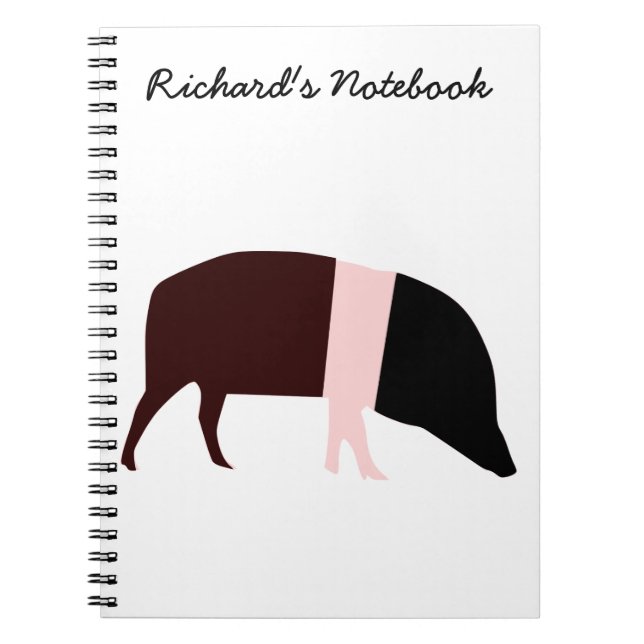 Caderno Espiral Notebook Personalizável de Porco Saddleback (Frente)