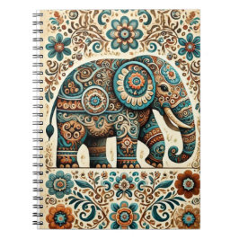 Caderno Espiral Notebook Personalizável Floral Elephant