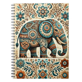 Caderno Espiral Notebook Personalizável Floral Elephant