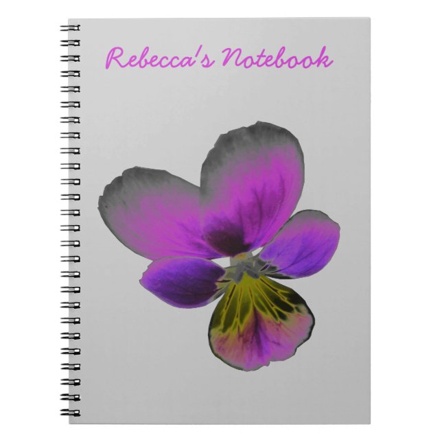 Caderno Espiral Notebook personalizável Pansy Dark Roxo (Frente)