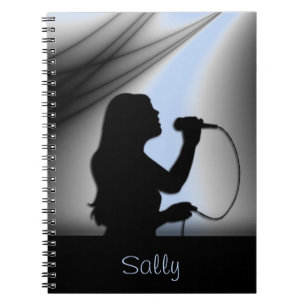 Caderno Espiral Notebook pessoal para cantora de prata feminina