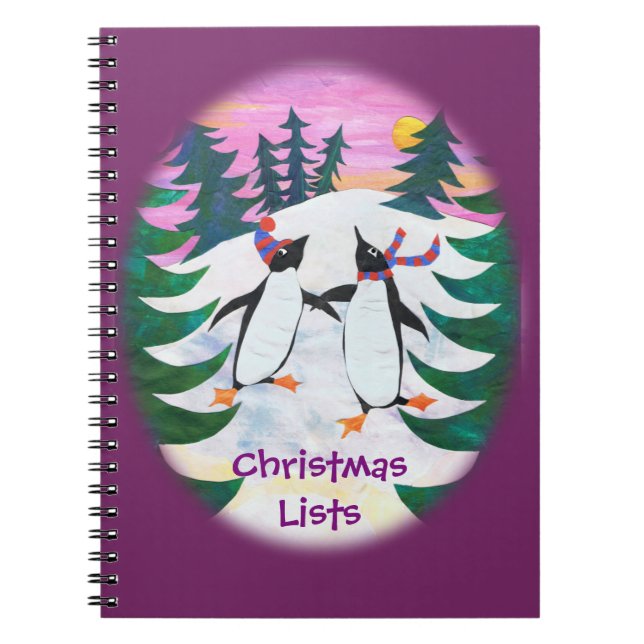 Caderno Espiral Notebook Pinguins de Pele Bonita para Personalizar (Frente)