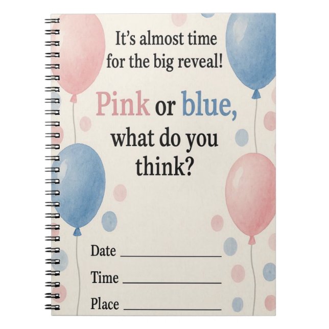 Caderno Espiral Notebook "Pink and Blue Balloons (Frente)