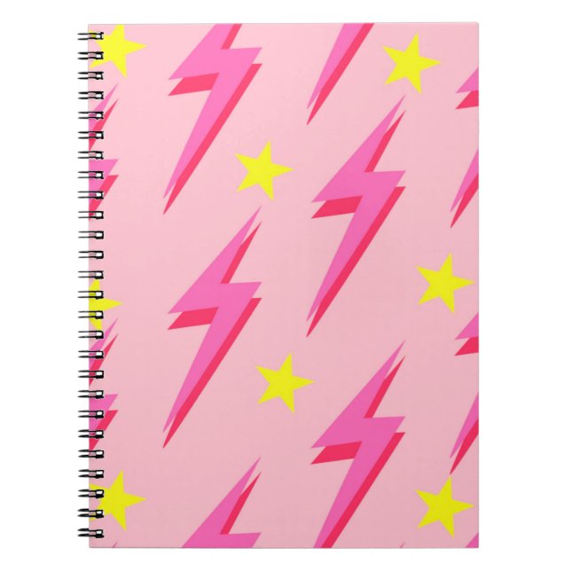 Caderno Espiral Notebook Pink Lightning para Escola (Frente)