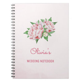 Caderno Espiral Notebook Pink Peony Flowers