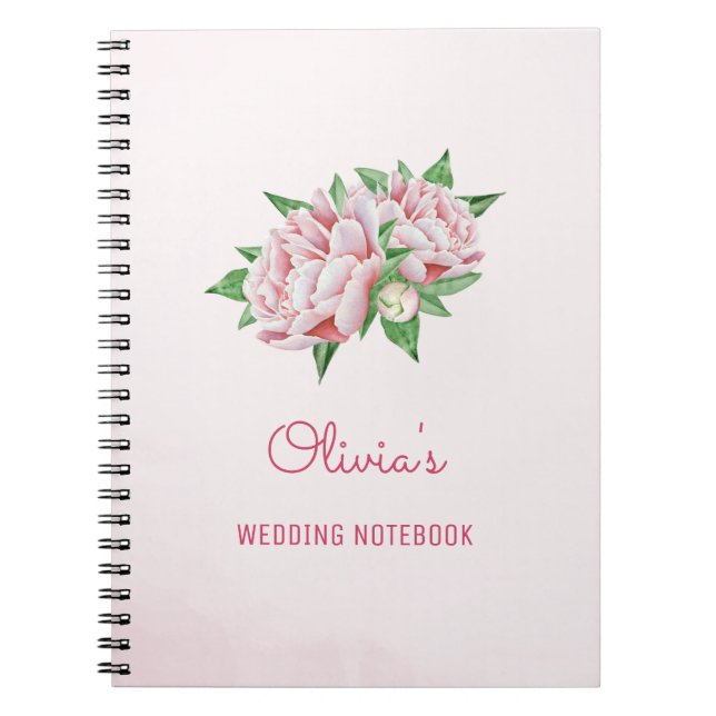 Caderno Espiral Notebook Pink Peony Flowers (Frente)
