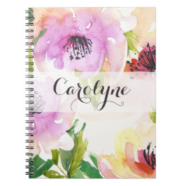 Caderno Espiral Notebook Pintado com Aquarela Pastel