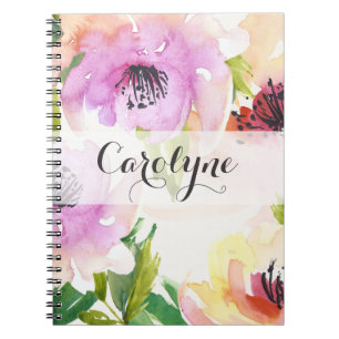 Caderno Espiral Notebook Pintado com Aquarela Pastel