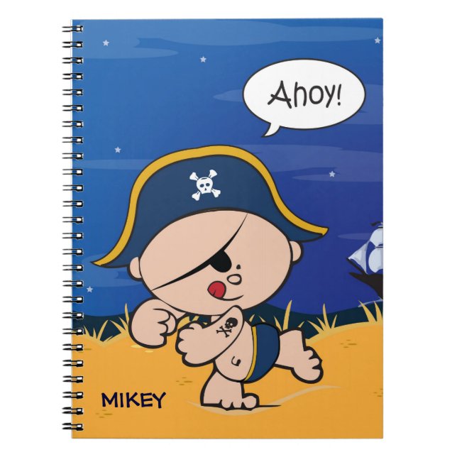 Caderno Espiral Notebook Pirate Kid trabalho de arte (Frente)