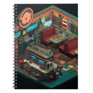 Caderno Espiral Notebook Pixel Art Retro Star Diner