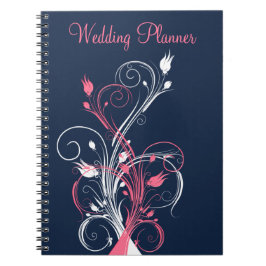 Caderno Espiral Notebook Planner de Casamento Floral Branco Cor-de