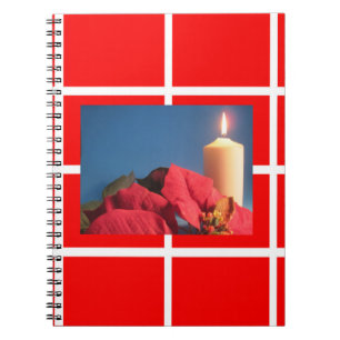 Caderno Espiral Notebook Poinsettia e Candle Photo