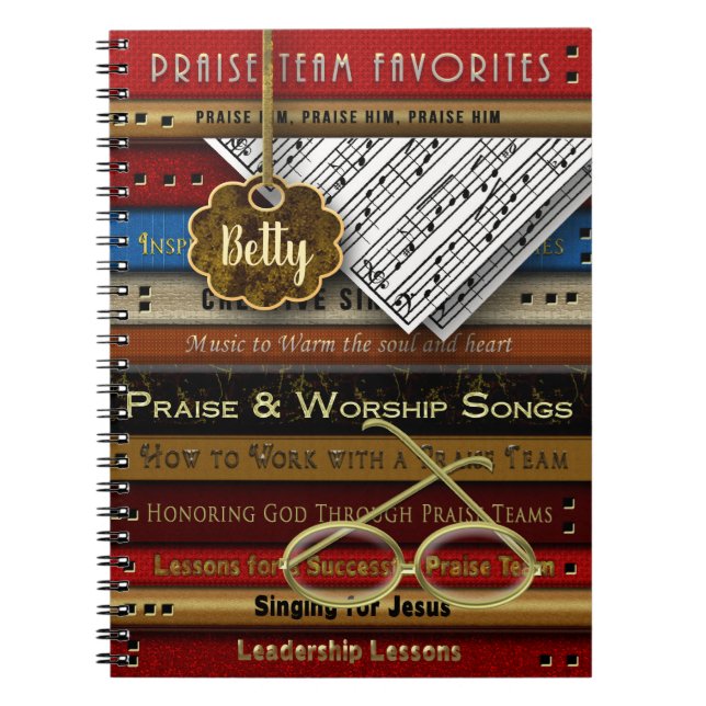 CADERNO ESPIRAL NOTEBOOK PRAISE TEAM - LIVROS/ÓCULOS DE MÚSICA - N (Frente)