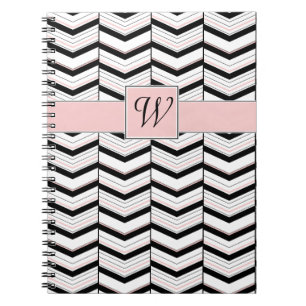 Caderno Espiral Notebook preto branco e pincel