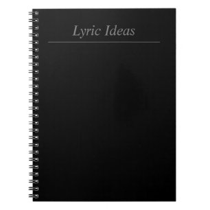Caderno Espiral Notebook preto com ideias líricas personalizávei