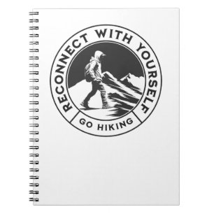 Caderno Espiral Notebook preto de caminhada e branco