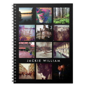 Caderno Espiral Notebook Preto de Foto Personalizado do Instagram