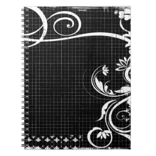Caderno Espiral Notebook preto e branco suaviza grade