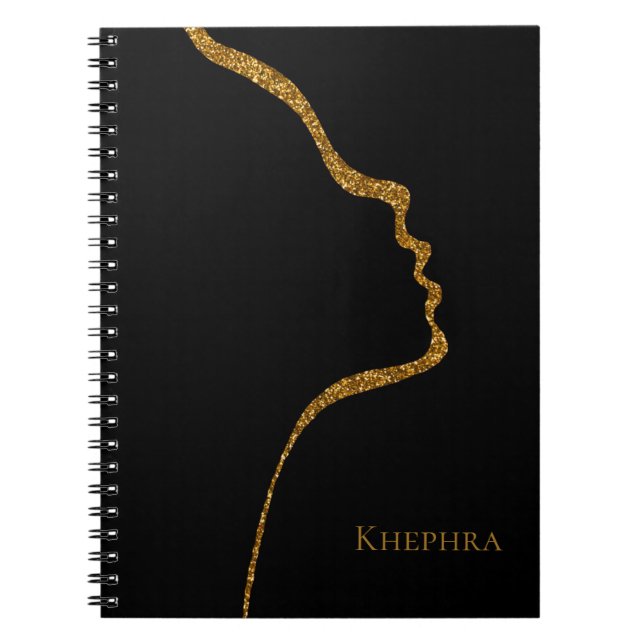 Caderno Espiral Notebook Preto E Dourado Com Face Brilhante (Frente)