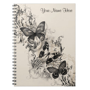 Caderno Espiral Notebook Preto Flourflies