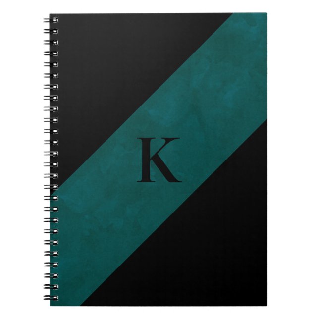 Caderno Espiral Notebook preto monograma (Frente)