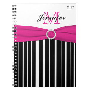Caderno Espiral Notebook preto-rosa personalizado com distribuiç