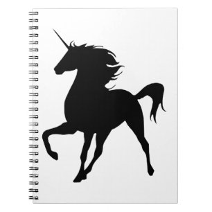 Caderno Espiral Notebook Preto Unicorn Silhouette