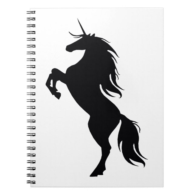 Caderno Espiral Notebook Preto Unicorn Silhouette (Frente)