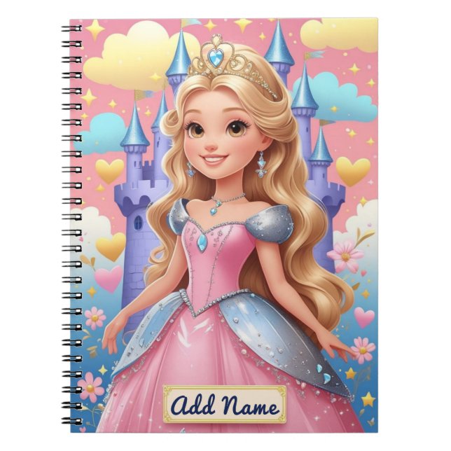Caderno Espiral Notebook princesa personalizado (Frente)