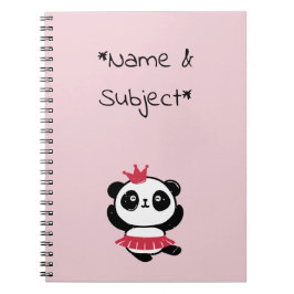 Caderno Espiral Notebook princesa rosa Panda