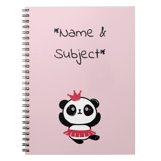 Caderno Espiral Notebook princesa rosa Panda (Frente)