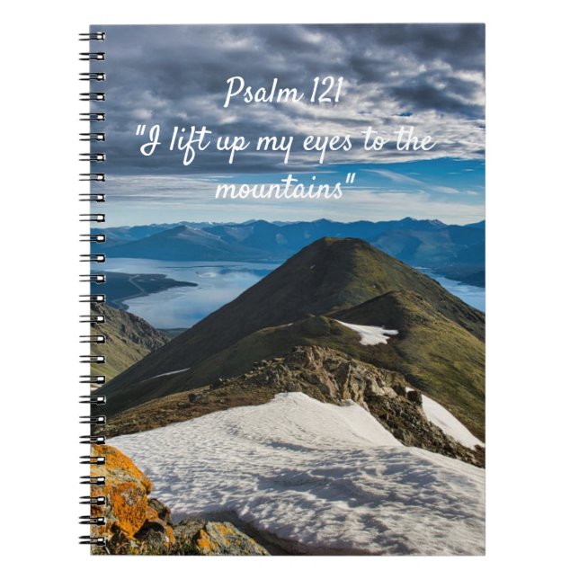 Caderno Espiral Notebook Psalm 121 Mountain (Frente)