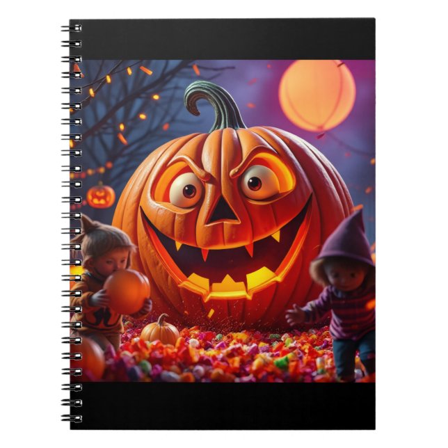 Caderno Espiral Notebook Pumpkin Dia de as Bruxas engraçado — Ofer (Frente)