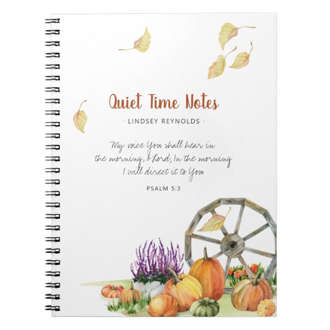 Caderno Espiral Notebook Pumpkin Fall Rustic Monograma Quieto (Frente)