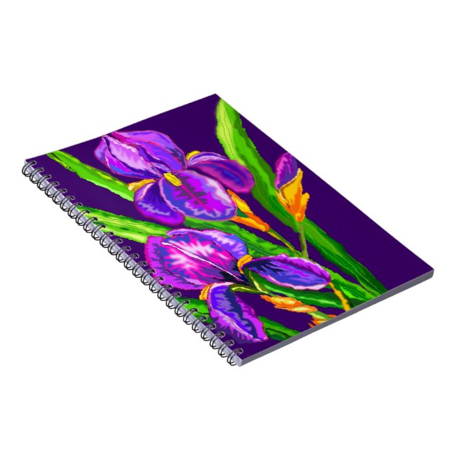 Caderno Espiral Notebook Purple Iris Flowers (Lado Direito)