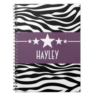 Caderno Espiral Notebook Purple Sassy Star Zebra