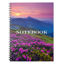Notebook - Púrpura Flor Montanha Lado