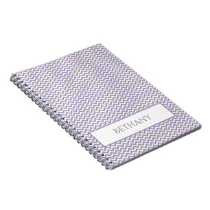 Caderno Espiral Notebook Púrpura Simples Chevron Personalizado