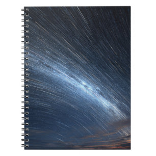 Caderno Espiral Notebook Radial Star Trails Blue Night Sky