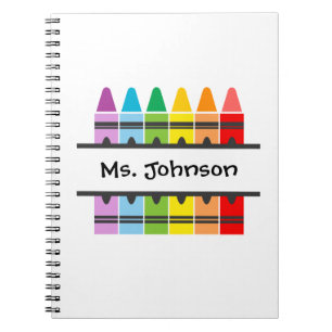 Caderno Espiral Notebook Rainbow Crayons - Professora pré-escolar